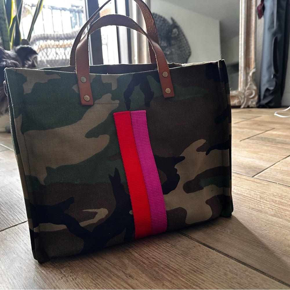 Parker Thatch Camouflage Tote with Pink and Red Accents